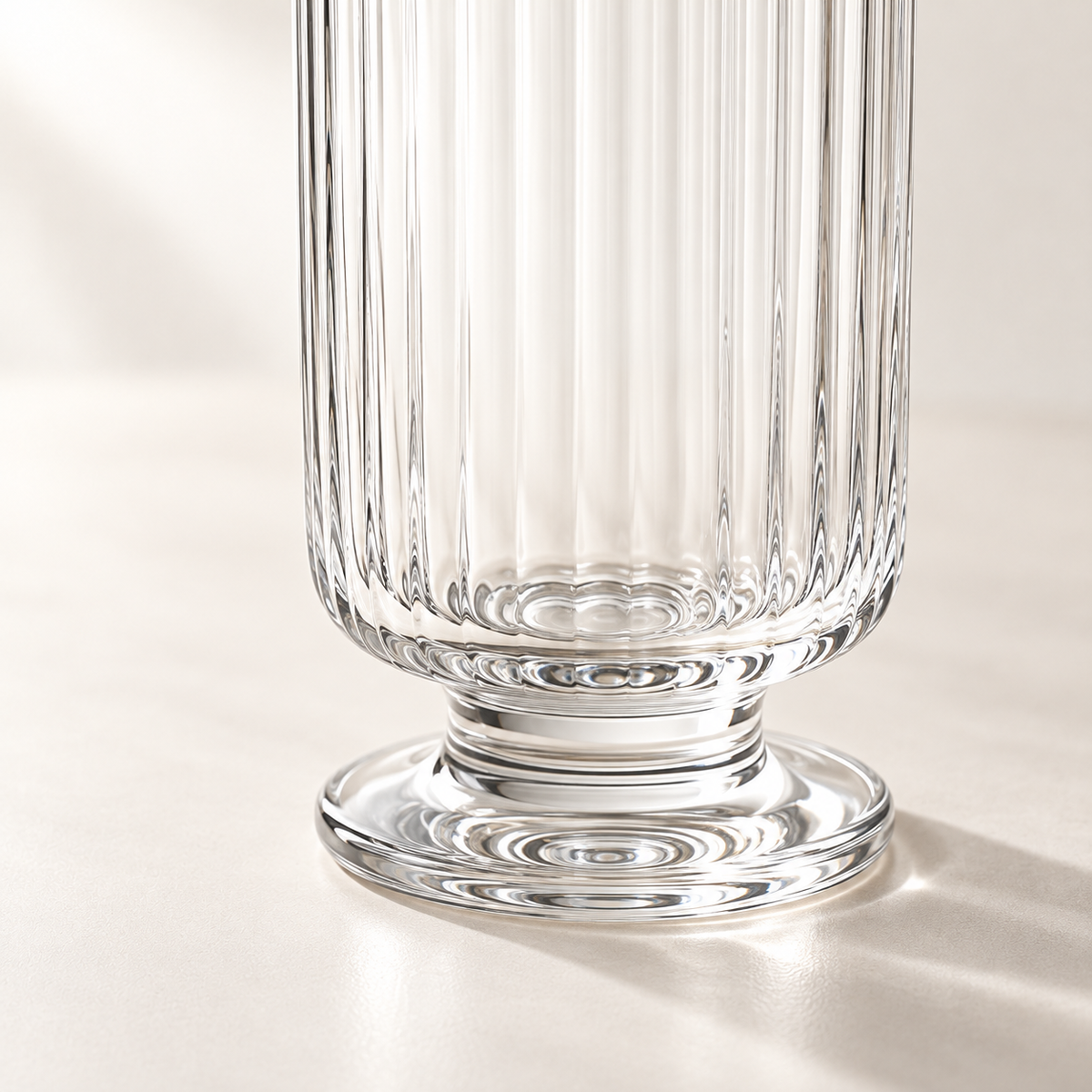 Solis Footed Flute Glass Set - close view of one cup