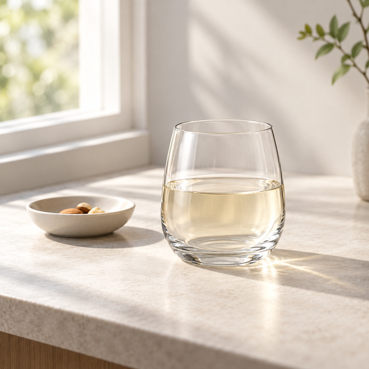 Cala Rounded Tumbler Set - one cup in an everyday table setting