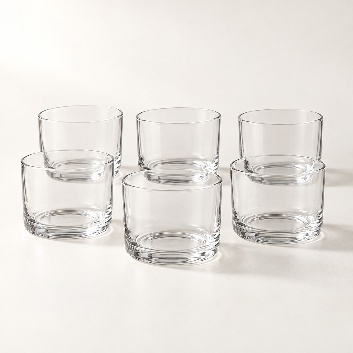 Cove Low Tumbler Set - complete set of 6 clear glass cups