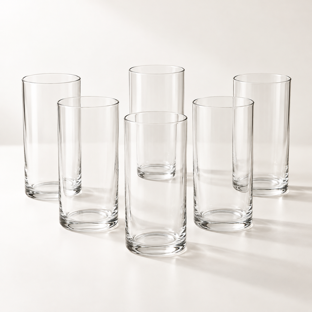 Vale Tall Tumbler Set - complete set of 6 clear glass cups